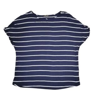 Colette Blue and White Striped Top With Slit Sleeves